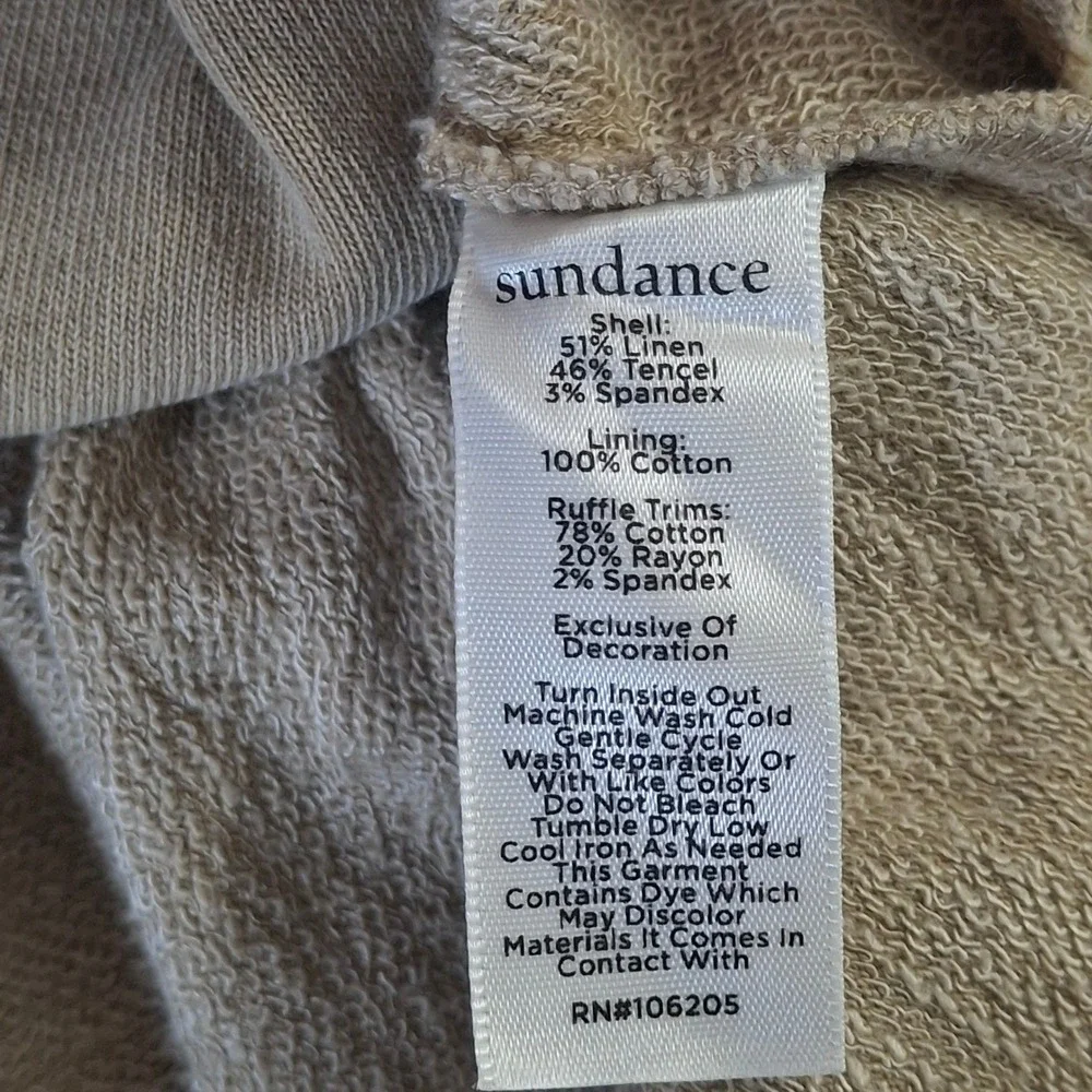 Sundance Womens Tan Linen Blend Ruffle Peplum Jacket PXS Petite Extra Small
